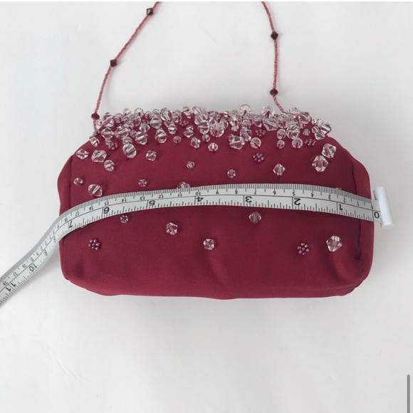 Angelo Evening Formal Beaded Burgundy Red Cocktail Clutch Bag - Picture 4 of 5